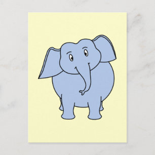 Cute Blue Elephant Cartoon. Postcard