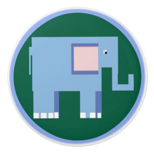 Cute blue elephant ceramic knob