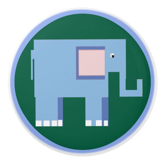 Cute blue elephant ceramic knob (Front)