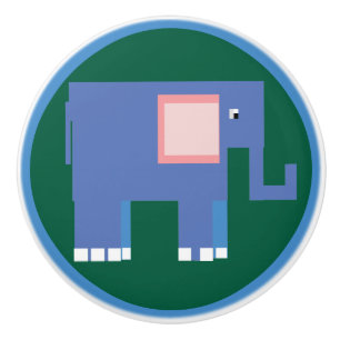 Cute blue elephant ceramic knob
