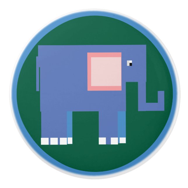 Cute blue elephant ceramic knob (Front)