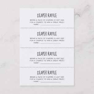 Cute blue elephant Diaper Raffle game card