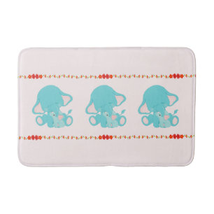 Cute Blue Elephant Kids Baby Nursery Bath Mat