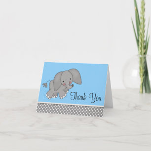 Cute Blue Elephant Thank You Cards