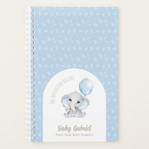 Cute Blue Elephant With Balloon Baby Planner
