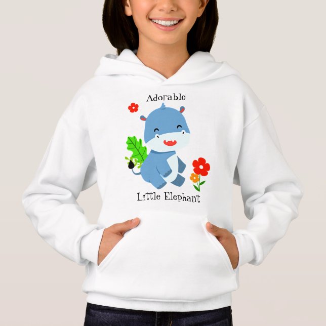 Cute Blue Elephant With Red Flowers (Front)