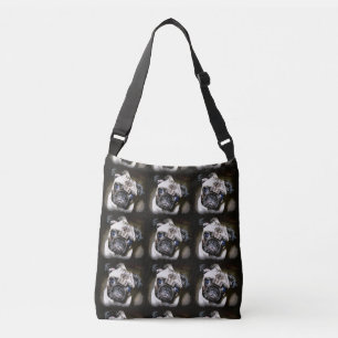 cute blue-eyed pug crossbody bag
