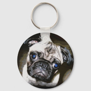 cute blue-eyed pug keychain