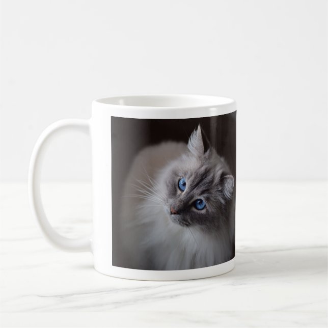 Cute Blue Eyed Ragdoll cat Mug (Left)