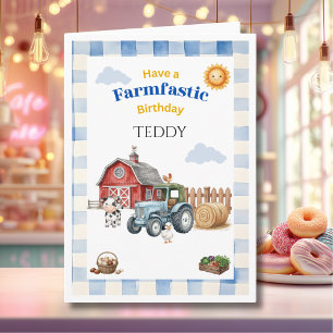 Cute Blue Farm Child's Birthday Card