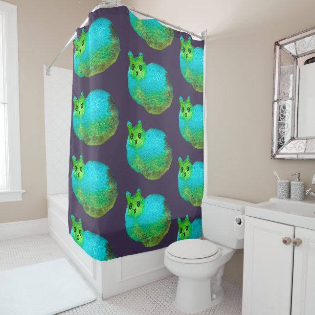 Cute blue fat cat art illustration (In Situ)