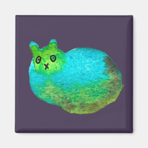 Cute blue fat cat art illustration magnet