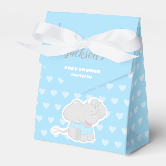 Cute Blue Favour Box with Elephant (Front Side)