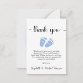 Cute Blue Feet Baby Boy Shower Thank You Card (Front)