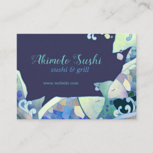 Cute Blue Fish Sushi Chef Business Cards