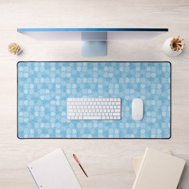 Cute Blue Flower Petal Desk Mat (Office 1)