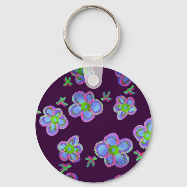 Cute Blue Flowers! Keychain (Front)