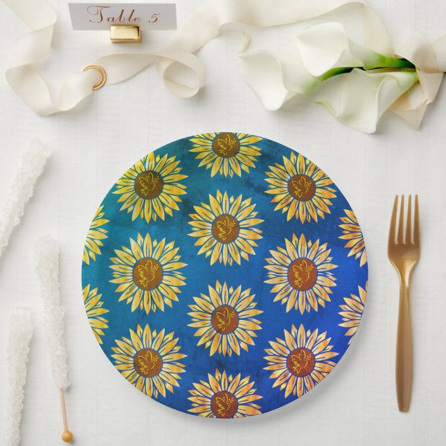 Cute blue flowers paper plates (Wedding)