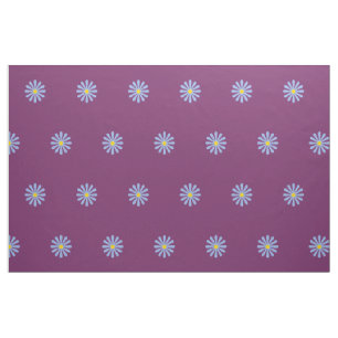 Cute Blue Flowers Pattern on Grape Purple Fabric