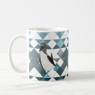 Cute Blue-footed Booby-Bird On Geometric Pattern Coffee Mug