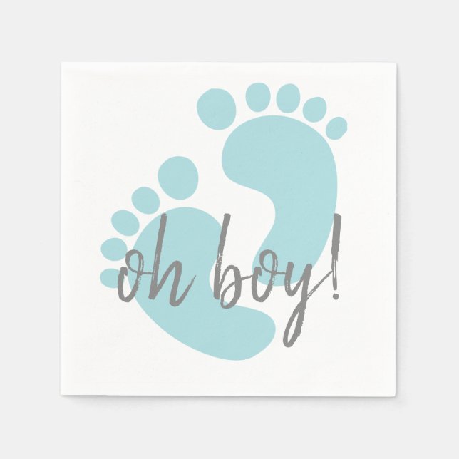 Cute Blue Footprints Baby Shower Napkin (Front)