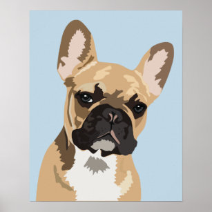 Cute Blue French Bulldog   Frenchie Poster
