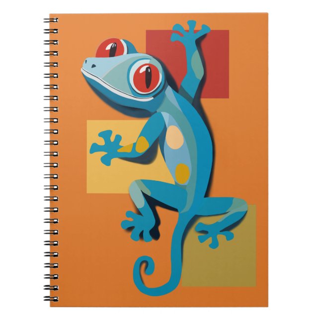 Cute Blue Gecko Reptile Lovers Notebook (Front)