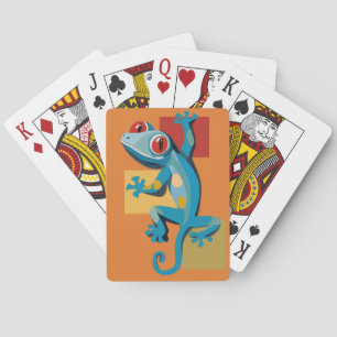 Cute Blue Gecko Reptile Lovers Playing Cards