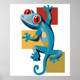 Cute Blue Gecko Reptile Lovers Poster