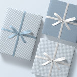 Cute blue gingham and dots simple classic baby wrapping paper sheet<br><div class="desc">This trio of wrapping paper features a cute light blue gingham pattern, a coordinating blue with white dots and a second smaller gingham pattern. This sweet and simple set of wrapping paper is perfect for baby shower gifts, new baby gifts, baptism gift, Easter gift and more. It coordinates perfectly with...</div>