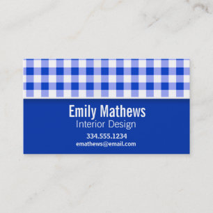 Cute Blue Gingham; Chequered Business Card
