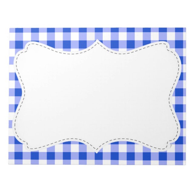 Cute Blue Gingham; Chequered Notepad (Front)