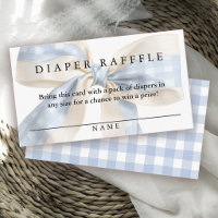 Cute Blue GinghamBow Diaper Raffle Boy Baby Shower