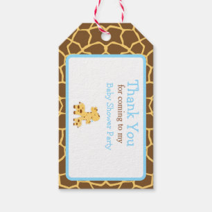 Cute Blue Giraffe Thank You Gift Tag