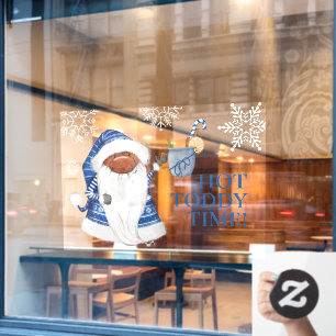 Cute Blue Gnome, Hot Toddy Time Window Cling