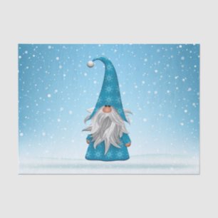Cute Blue Gnome On Snow Tissue Paper