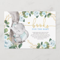 Cute Blue Gold Floral Elephant Books for Baby