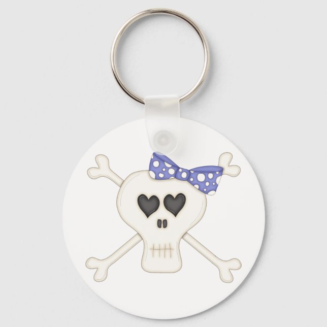 Cute Blue Goth Crossbones Keychain (Front)