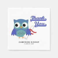 Cute Blue Graduate Owl with Diploma Graduation
