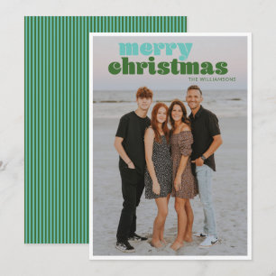 Cute Blue Green Custom Photo Overlay Christmas Holiday Card