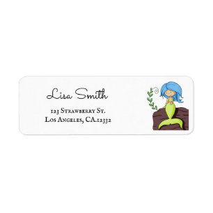 Cute Blue Green Mermaid Return Address