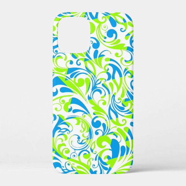 Cute blue green mixed floral patterns Case-Mate iPhone case (Back)