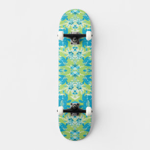 Cute blue green seamless lily floral skateboard