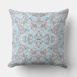 Cute blue grey classic floral throw pillow