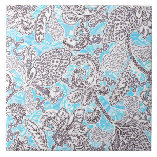 Cute blue grey classic floral tile