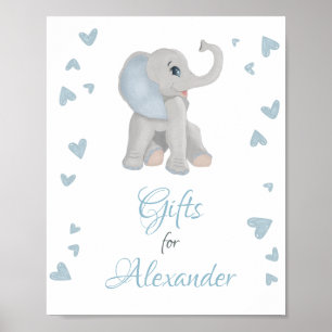 Cute Blue Grey Elephant Gifts Boy Baby Shower Sign