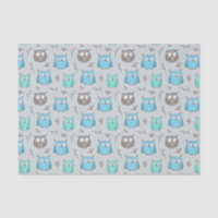 Cute Blue Grey Owl Pattern