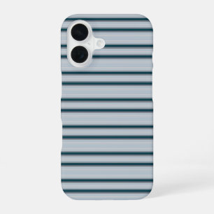 Cute blue grey stripes iPhone 16 case