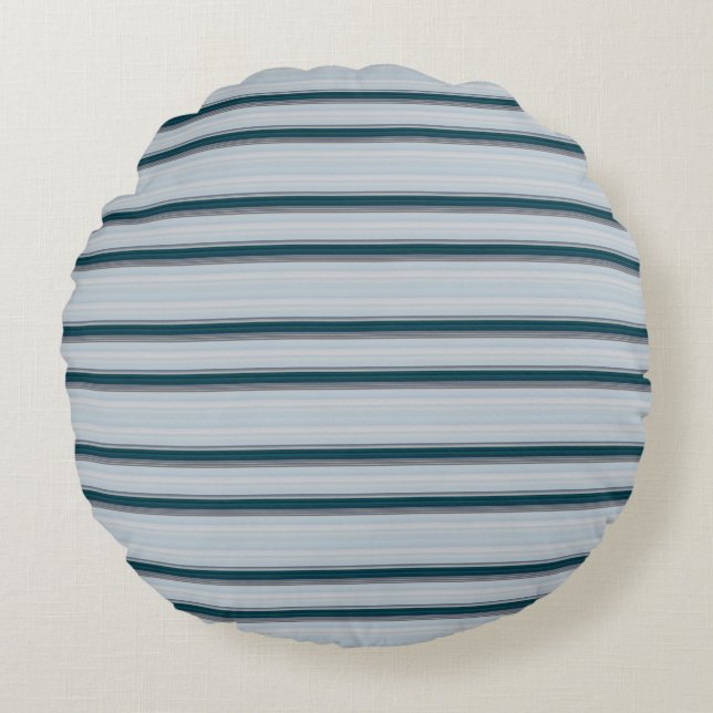 Cute blue grey stripes  round pillow (Front)