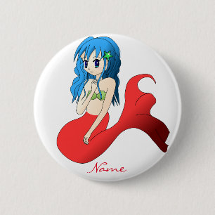 Cute Blue-haired Mermaid Thunder_Cove 2 Inch Round Button